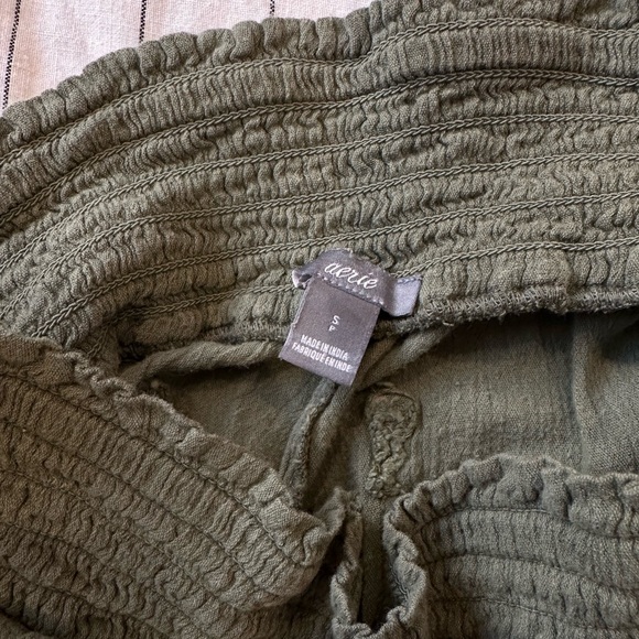 Aerie Textured Olive Pants - Picture 3 of 5
